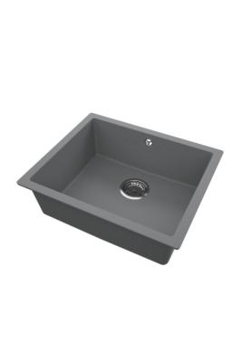 GraniteMy Universal Granite Gris foncé, Évier 50x40 cm, Montage en surface, Sous-montage et Montage à fleur avec Bouchon en inox 1208970744