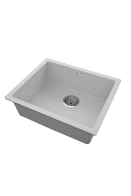 GraniteMy Évier Universel en Granit Gris 50x40 cm à Poser, à Encastrer et à Intégrer avec Bouchon en Acier Inoxydable 1208970745