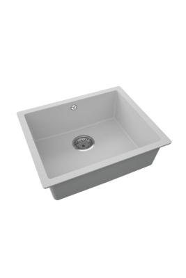 GraniteMy Évier Universel en Granit Gris 50x40 cm à Poser, à Encastrer et à Intégrer avec Bouchon en Acier Inoxydable 1208970745