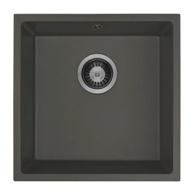 GraniteMy Universal Granite Gris, foncé Évier 40x40 cm Installation à poser, à encastrer et à affleurer avec bouchon en métal de canon 1208970746