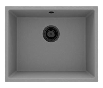 GraniteMy Évier Universel en Granit Gris 50x40 cm à Poser, à Encastrer et à Intégrer avec Bouchon Noir 1208970759
