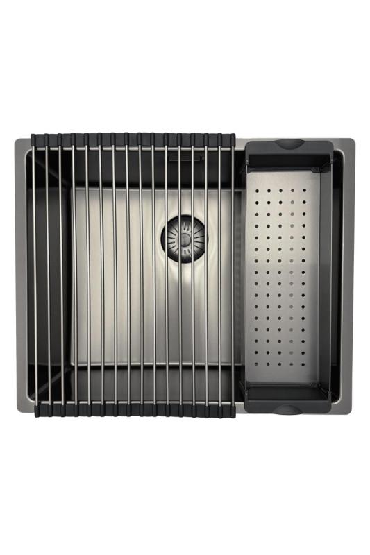 Pure.Sink Prestige Ensemble combiné évier en métal noir 50x40 cm avec robinet de cuisine en métal noir 1208970763