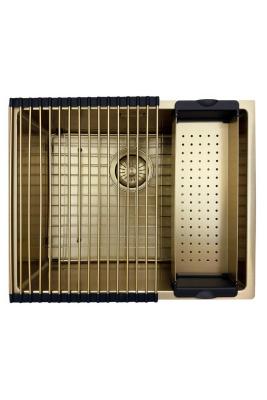 Pure.Sink Prestige Ensemble combiné Évier doré 50x40 cm avec Robinet de cuisine doré 1208970764