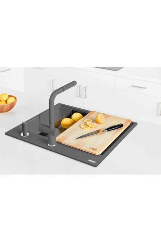 Franke Maris MRG 610-60 Care Fragranite Stone gris peu profond évier pour personnes à mobilité réduite 635 x 559 mm montage en saillie avec trou de robinet 114.0729.486