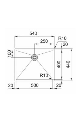 Franke Bolero Plus New R10 B2X 210-50-40 Évier en inox pour installation encastrée, sous plan et sur plan 50x40 cm 127.0728.977
