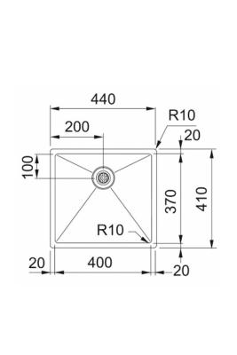 Franke Bolero Plus New R10 B2X 210-40-37 Évier en inox à encastrer, sous-plan et à poser 40x37 cm 127.0730.522