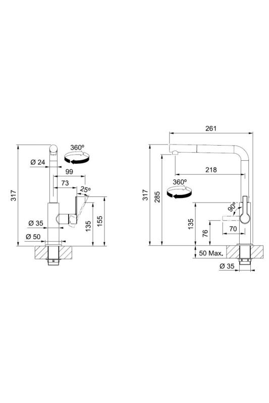 Franke Maris Slim L Robinet de Cuisine Noir avec Bec Extractible 115.0728.394