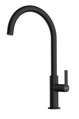 Franke Maris Slim J Robinet de cuisine pivotant à bec rond noir 115.0728.386