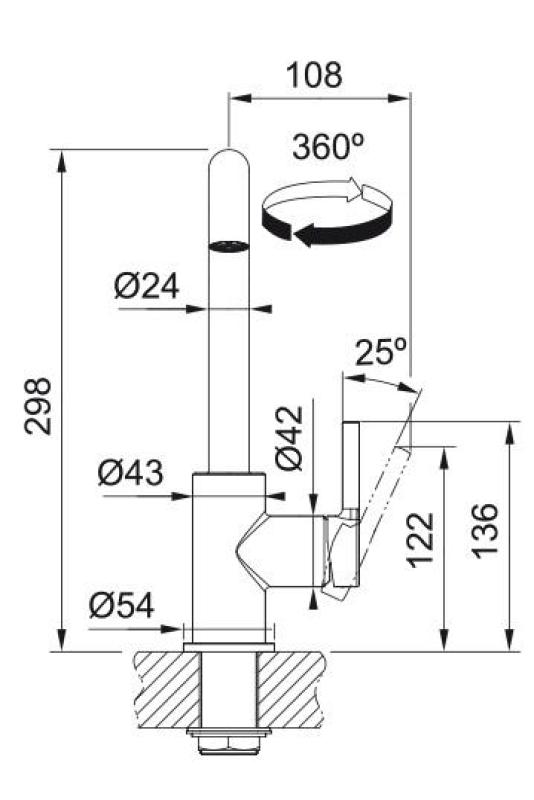 Franke Lina U Robinet de Cuisine avec Bec Pivotant Noir 115.0728.474