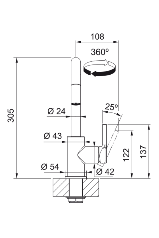 Franke Lina U Robinet de Cuisine Chrome Bec Extractible 115.0728.476
