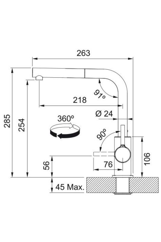 Franke Lina L Robinet de cuisine Stone grey avec Bec Extractible 115.0728.486