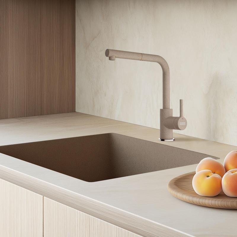 Franke Lina L Robinet de cuisine Oyster avec Bec Extractible 115.0728.487