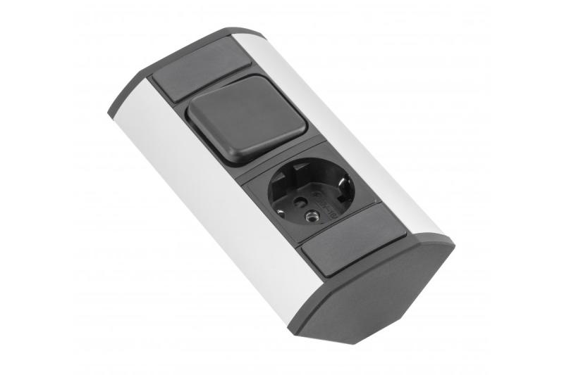 Rallonge d'angle MINI avec interrupteur et prise Schuko 230 V 16 A