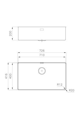 Évier en inox Foster Phantom Slimline 71x40cm Sous-plan pour plans de travail en céramique 1208971121