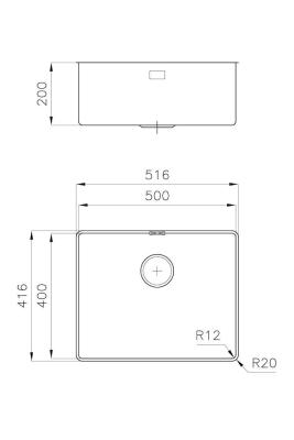 Foster Phantom Slimline Évier en inox 50x40cm Sous-structure pour plans de travail en céramique 1208971122