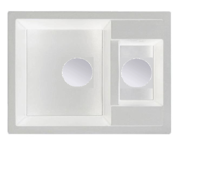 GraniteMy Smart extra peu profond 1,5 éviers en granit blanc de surface 58x44cm avec bouchon de cuivre 1208970052