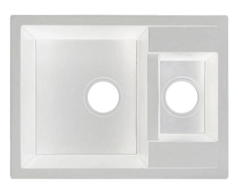 GraniteMy Smart extra peu profond 1,5 éviers en granit blanc de surface 58x44cm avec bouchon de cuivre 1208970052