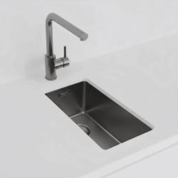 Pure.Sink Exclusivo Gun métal petit évier 18x40 cm rayon de 10mm sous-montage, montage à fleur et montage en surface PEX1840-61