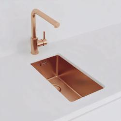 Pure.Sink Exclusivo petit évier en cuivre 18x40 cm rayon 10mm sous-montage, encastré et surmontage PEX1840-62