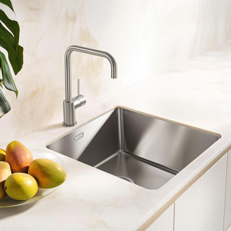 Pure.Sink Exclusivo Évier en inox 40x40 cm avec rayon de 10mm pour montage encastré, affleurant et surélevé PEX4040-02