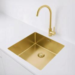 Pure.Sink Exclusivo Évier doré 40x40 cm rayon de 10mm sous plan, à fleur et en saillie PEX4040-60