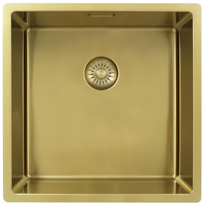 Pure.Sink Exclusivo Évier doré 40x40 cm rayon de 10mm sous plan, à fleur et en saillie PEX4040-60