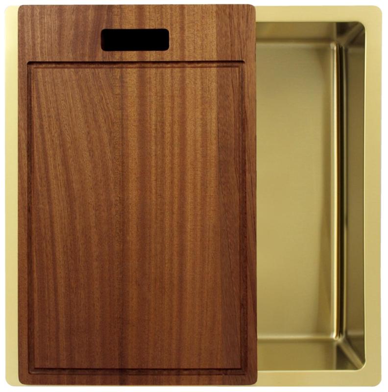 Pure.Sink Exclusivo Évier doré 40x40 cm rayon de 10mm sous plan, à fleur et en saillie PEX4040-60