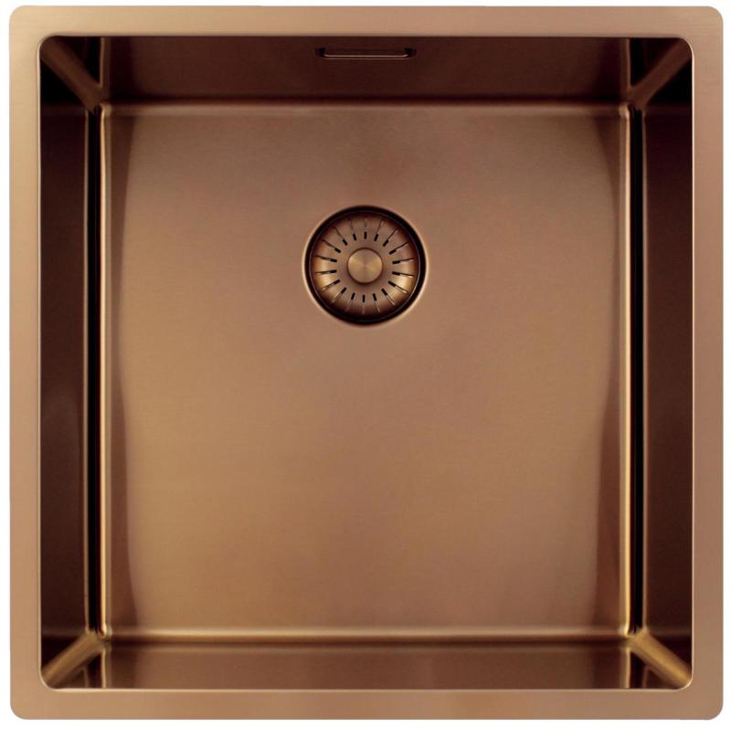 Pure.Sink Exclusivo Évier en cuivre 40x40 cm rayon 10mm sous-mount, montage à fleur et montage supérieur PEX4040-62