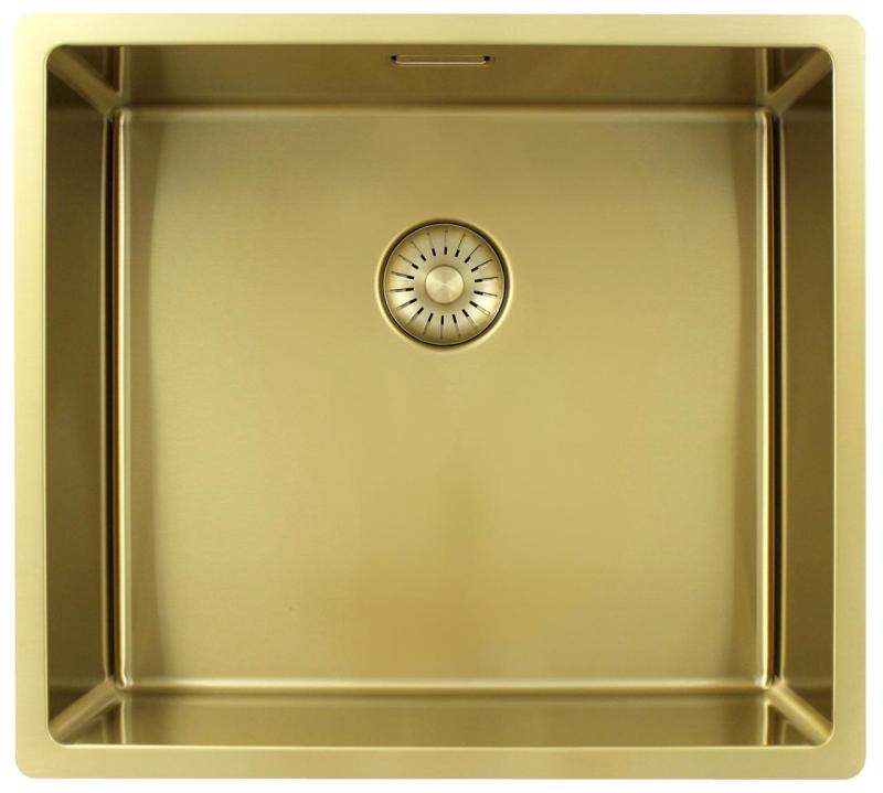 Pure.Sink Exclusivo Évier en or 45x40 cm rayon de 10mm sous-comptoir, installation à fleur et montage en surface PEX4540-60