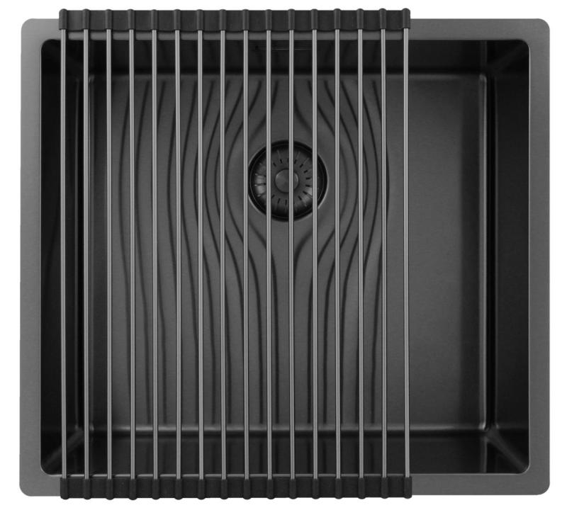 Pure.Sink Exclusivo Gun métal évier 45x40 cm rayon 10mm sous-montage, montage à fleur et montage en surface PEX4540-61