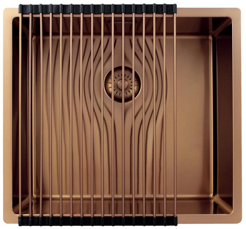 Pure.Sink Exclusivo Évier en cuivre 45x40 cm 10mm rayon sous-plan, à fleur et surélévation PEX4540-62