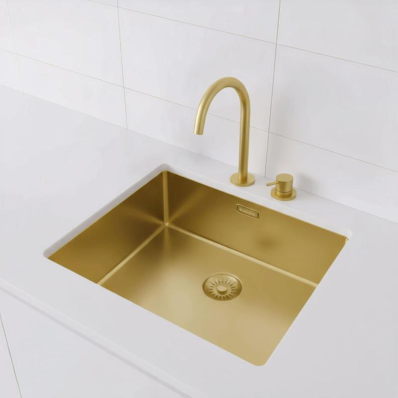 Pure.Sink Exclusivo Évier doré 50x40 cm rayon de 10mm sous plan, à fleur et en saillie PEX5040-60