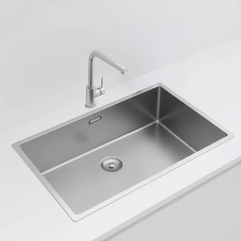 Pure.Sink Exclusivo grand évier en inox 70x40 cm rayon de 10mm sous plan, encastré et en saillie PEX7040-02