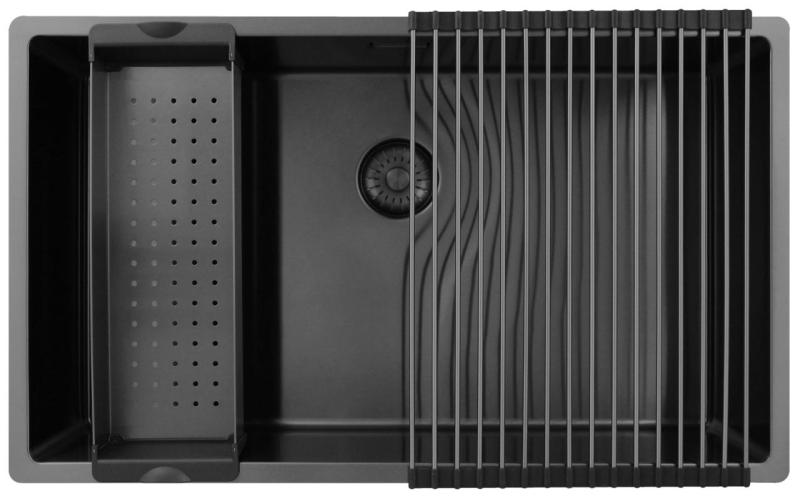 Pure.Sink Exclusivo grand évier en métal Gun 70x40 cm rayon de 10mm sous-comptoir, encastré et surélevé PEX7040-61