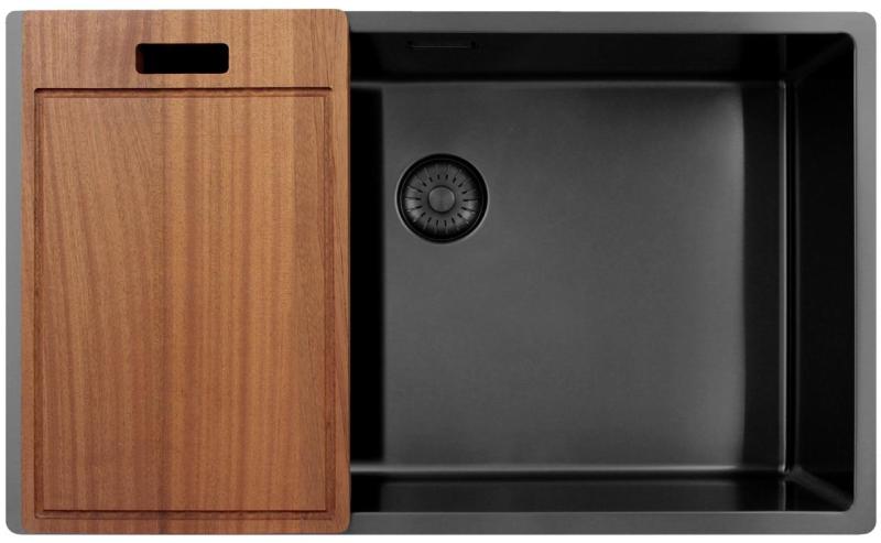 Pure.Sink Exclusivo grand évier en métal Gun 70x40 cm rayon de 10mm sous-comptoir, encastré et surélevé PEX7040-61