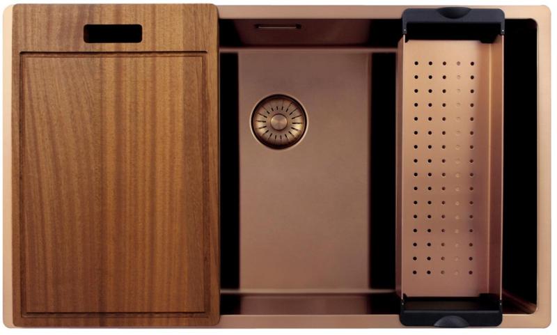 Pure.Sink Exclusivo grand évier en cuivre 70x40 cm rayon de 10mm sous-plan, à fleur et à poser PEX7040-62