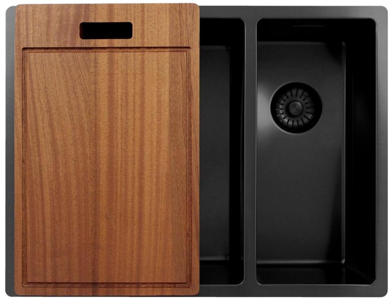 Pure.Sink Exclusivo Gun Metal 1,5 bac et demi 34+18 cm rayon de 10mm PEX341840-61