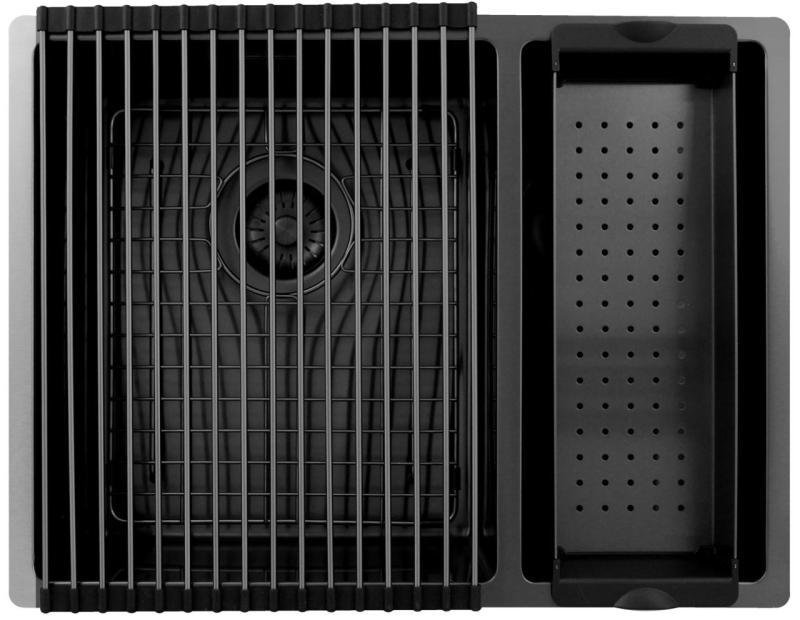 Pure.Sink Exclusivo Gun Metal 1,5 bac et demi 34+18 cm rayon de 10mm PEX341840-61