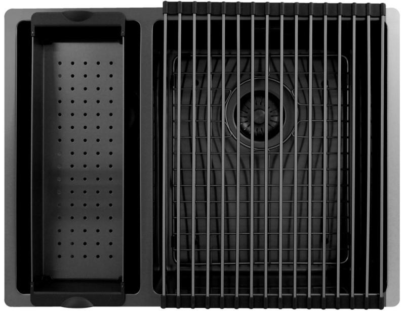 Pure.Sink Exclusivo Gun Metal 1,5 évier et demi 18+34 cm rayon de 10mm PEX183440-61