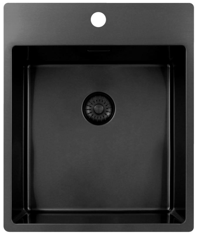 Pure.Sink Exclusivo Gun Metal évier 44x52 cm Tapwing avec trou de robinet 10mm rayon PEX4040T-61