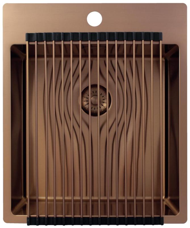 Pure.Sink Exclusivo Évier en cuivre 44x52 cm Tapwing avec trou pour robinet, rayon de 10mm PEX4040T-62