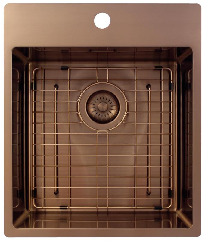 Pure.Sink Exclusivo Évier en cuivre 44x52 cm Tapwing avec trou pour robinet, rayon de 10mm PEX4040T-62