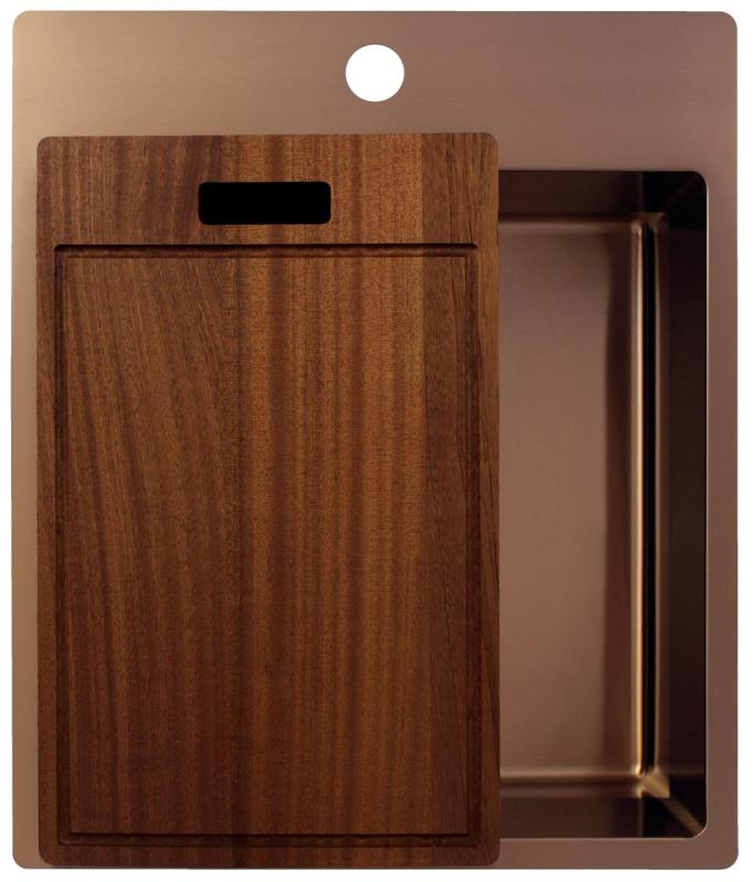 Pure.Sink Exclusivo Évier en cuivre 44x52 cm Tapwing avec trou pour robinet, rayon de 10mm PEX4040T-62