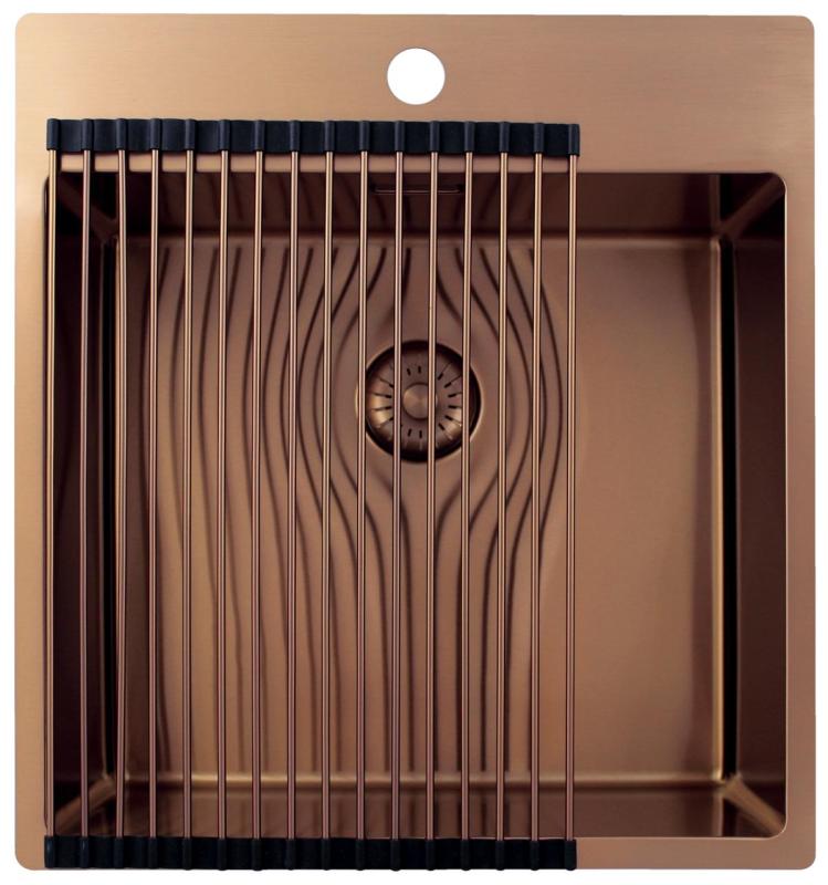 Pure.Sink Exclusivo Évier en cuivre 49x52 cm Tapwing avec trou pour robinet rayon 10mm PEX4540T-62