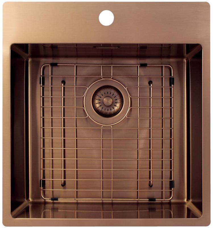 Pure.Sink Exclusivo Évier en cuivre 49x52 cm Tapwing avec trou pour robinet rayon 10mm PEX4540T-62