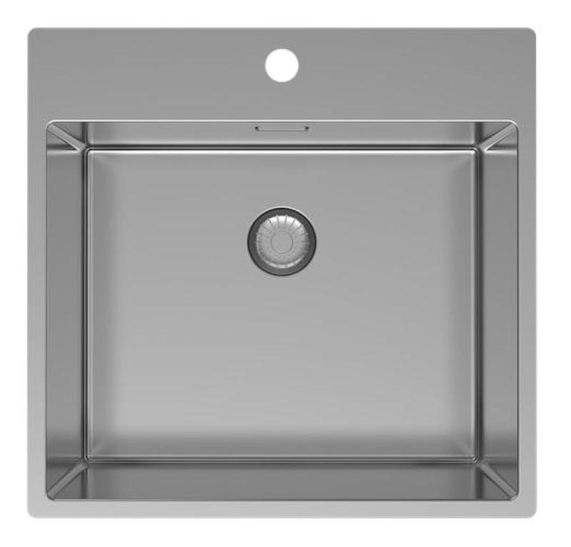 Pure.Sink Exclusivo Évier en inox 54x52cm Tapwing avec trou de robinet rayon 10mm PEX5040T-02