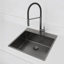 Pure.Sink Exclusivo Gun Metal évier 54x52 cm Tapwing avec trou de robinet 10mm radius PEX5040T-61