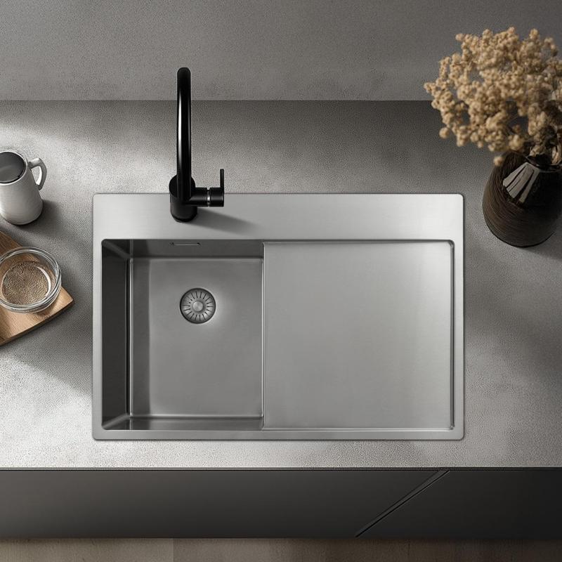 Pure.Sink Exclusivo RVS petit évier avec égouttoir 78x52 cm Tapwing à gauche PEX3478LT-02