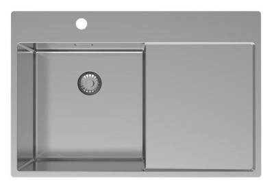Pure.Sink Exclusivo Évier en inox avec égouttoir 78x52 cm Tapwing à gauche PEX4078LT-02