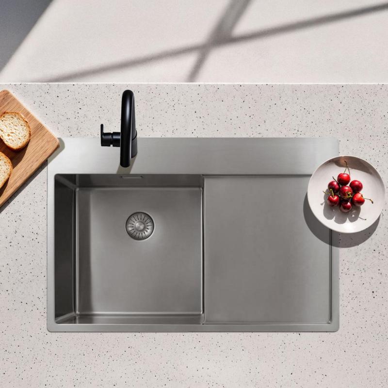 Pure.Sink Exclusivo Évier en inox avec égouttoir 78x52 cm Tapwing à gauche PEX4078LT-02